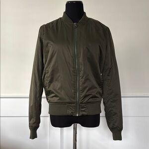 American Eagle Outfitters Green Bomber Jacket with Ribbed Details